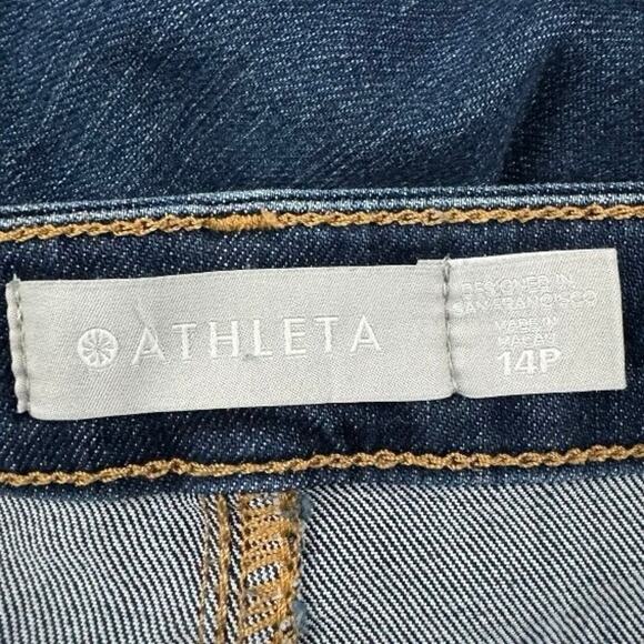 Athleta Denim Jeans Stretchy Blue Dark Wash Skinny Mid rise Pull-on Denim Sz 14P - Picture 5 of 9